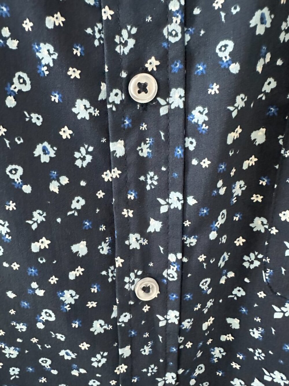 George Blue Floral Pattern Large Men's Short Sleeve Shirt - Picture 5 of 8
